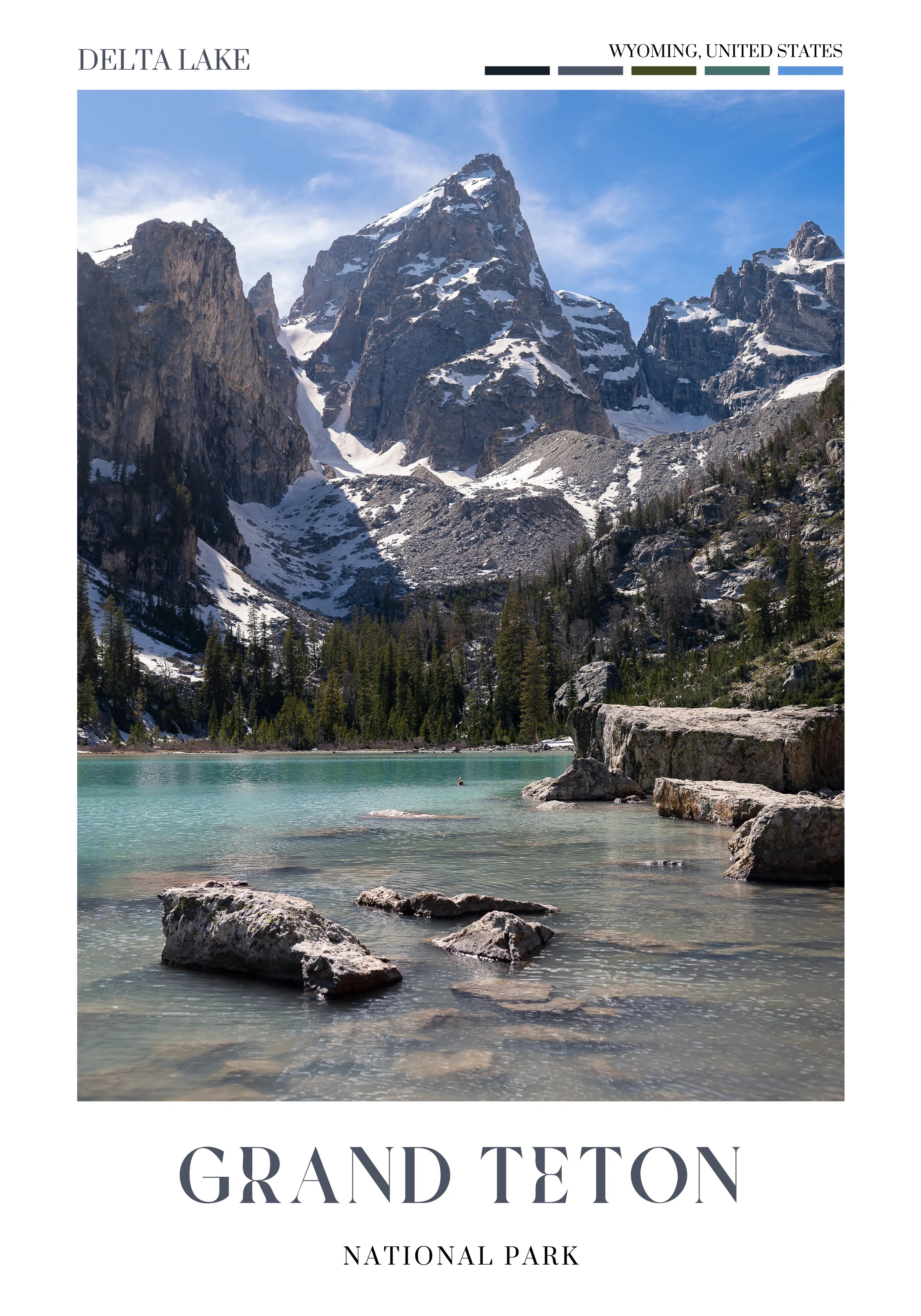 Delta Lake Grand Teton National Park poster featuring the Teton Range in Wyoming